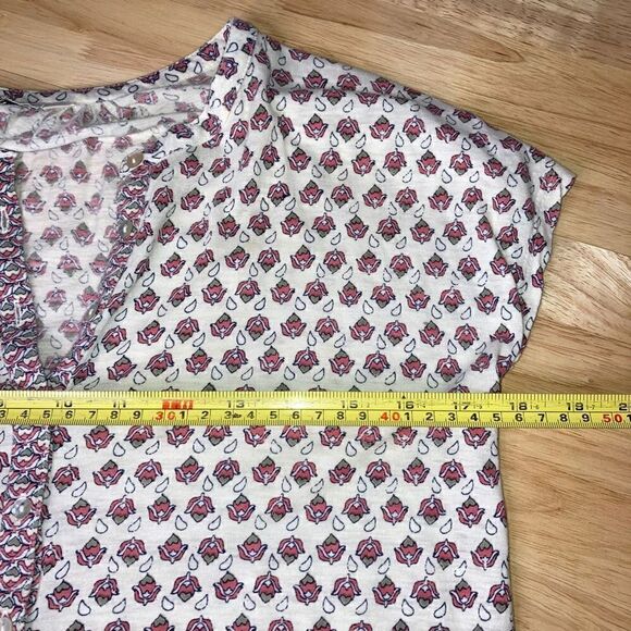 Lucky Brand, Short Sleeve 1/4 Button Down Boho Patterned Top Small Women - Picture 9 of 11